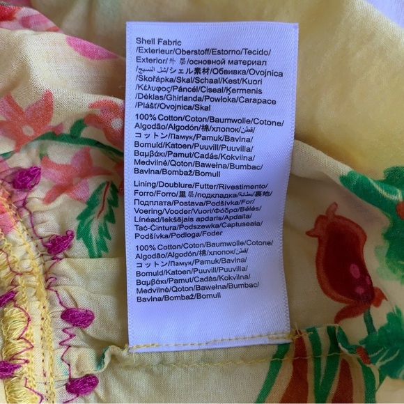 Farm Rio Delicate Fruit Garden Yellow Smocked Strapless Halter Tiered Maxi Dress - Picture 13 of 14